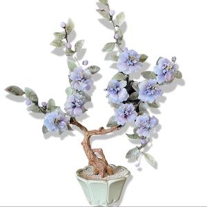 Vintage XL Glass Bonsai Tree Oriental, Rare&Unique, Lavender Purple Bloom’s
